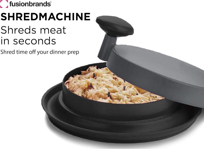 FusionBrands ShredMachine-The Quick, Easy to Use Alternative to Bear Claws Meat Shredder for Pulled Pork, Beef and Chicken and More-BPA Free Hand Shredder with Easy to Grip Handles, Non-Skid Base,Grey - Image 2